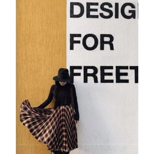 Fall Winter 2021 Collection Original Design Women Midi Long High Waist Plaid Pleated Skirt