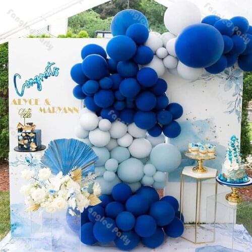 118pcs Doubled Grey Baby Shower Balloons Arch Kit Matte Deep Blue Balloon Garland Wedding Gender Reveal Birthday Party Supplies