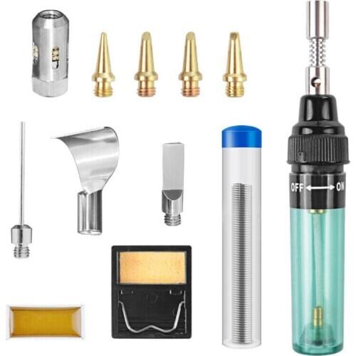 12 in 1 Cordless Torch Soldering Kit Butane Gas Electric Welding Pen Tool MT-100