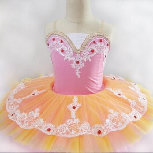 2019 Professional Ballet Tutu Child Swan Lake Costume Pink and purple Ballet Dress for Children Pancake Tutu Girls Dancewear