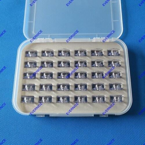 30 Clear Concave Bobbins w/ box for Viking 1,1+,Husqvarna Viking 1100 #4120975-45