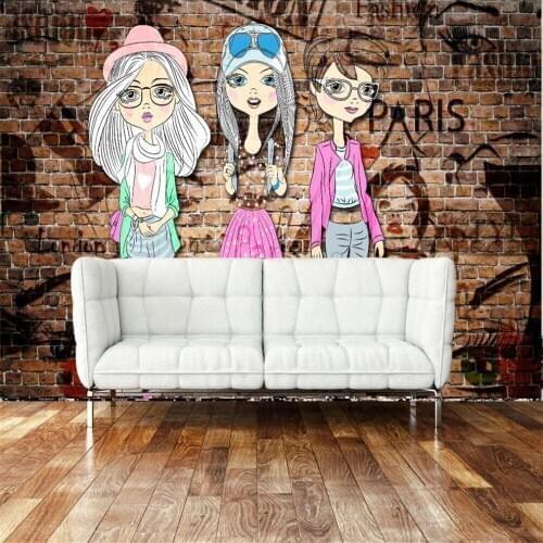 Milofi custom 3D wallpaper mural retro nostalgic fashion girl clothing store background wall living room bedroom decoration pain