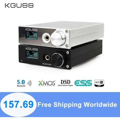 KGUSS D6 USB DAC XMOS ES9018K2M Audio Decoder Dsd Bluetooth Csr8675 5.0 Apt-X Headphone Amplifier