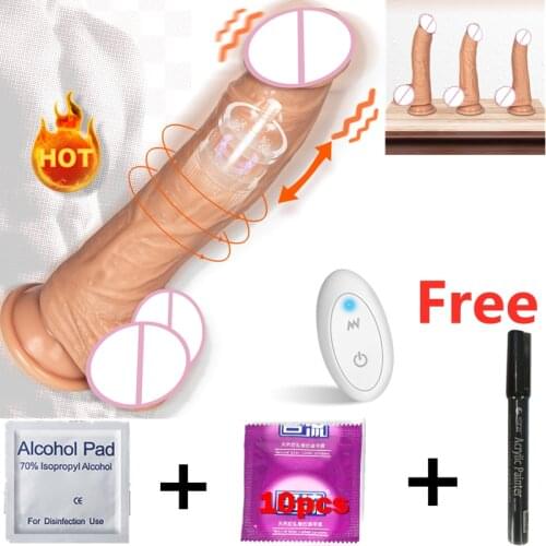 Wireless Remote Telescopic Rotation Realistic Dildo Vibrator Adult Sex Toys for men Woman Big Penis Vagina Female Masturbation