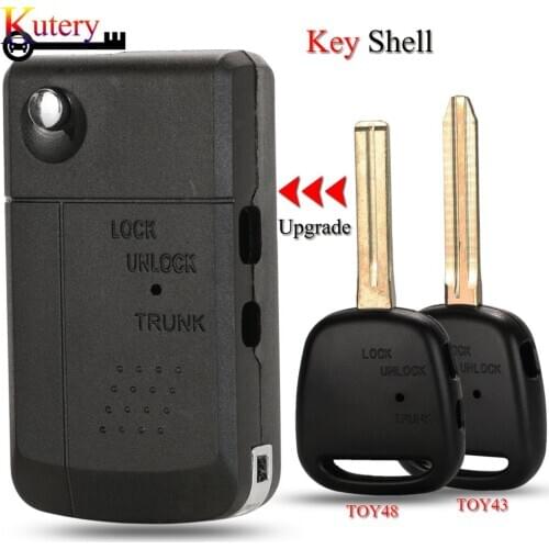 Kutery Folding Car Key Shell For Toyota Carina Harrier Previa Corolla 1/2Buttons With TOY43/TOY48 Blade Modified Key Case Cover