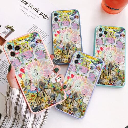 Cute girl with flowers design Phone Case Colorful Bumper Shockproof For iPhone 12 Mini 11 Pro Max XR X XS 7 8 Plus blue Cover