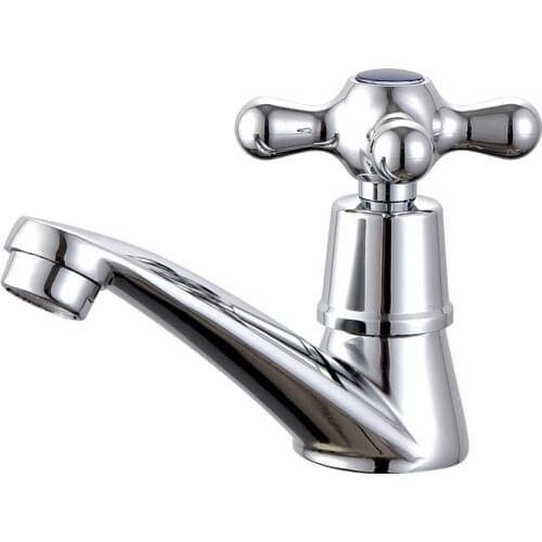 Zinc Alloy Bathroom Basin Faucet Cross Handle Vanity Sink Tap Single Cold Water Tap Quick Open Faucet Corrosion Resistance Tap