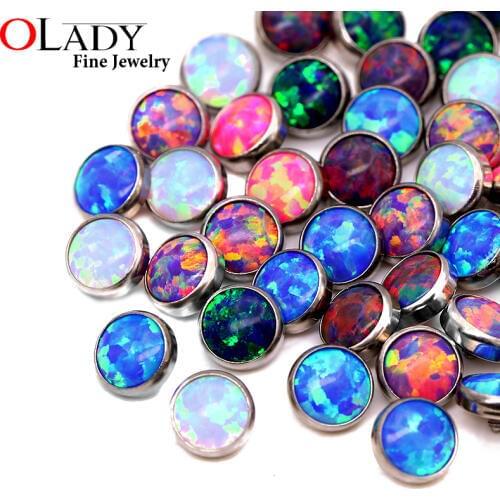 Dermal Anchor Opal Top Micro Skin Diver Dermal G23 Titanium piercing body jewelry attachments-jewelled disc