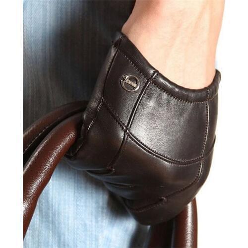 Goatskin Special Offer Short Style Men Gloves Wrist Elastic Genuine Leather Fashion Sheepskin Glove For Driving EM004PN-5