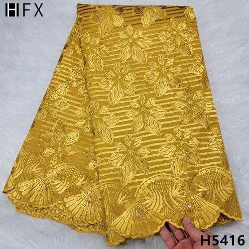 HFX New Arrival High Qaulity Yellow Swiss Voile 100% Cotton African Lace Fabric 2021 Swiss Voile In Switzerland For Sewing