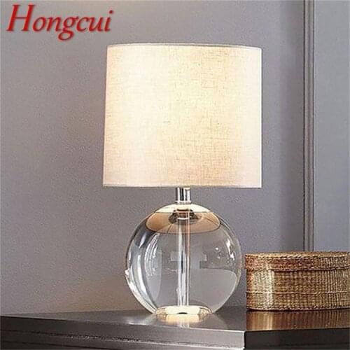 Hongcui Dimmer Table Light Contemporary Simple Desk Lamp Round Crystal LED for Home Bed Room Decoration