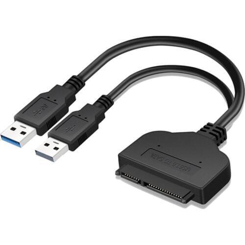 SATA to USB Cable 22 Pin to Dual USB 3.0 Adapter Converter 2.5 HDD SATA Hard Disk Serial Port Laptop Computer Connectors 23cm