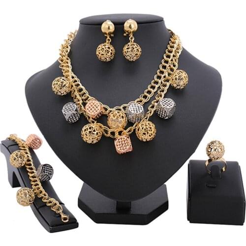 Longqu Dubai Gold colorful designer Jewelry Set nigerian woman Wedding Necklace Ring Bracelet Earrings jewelry Set Wholesale