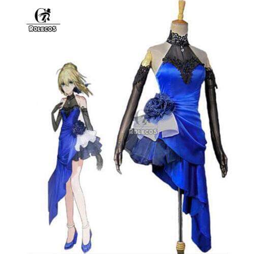 ROLECOS Japanese Anime Fate Stay Night Altria Pendragon Cosplay Costume Fate Zero Saber Arturia Pendragon Cosplay Costume