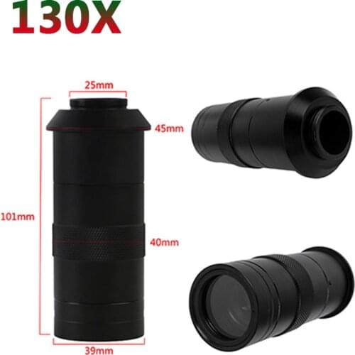 130X Video Microscope Lens Eyepiece Adjustable Zoom C mount Lens Accessories Glass Magnification Eyepiece Wide Angle Lens