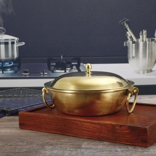 Copper hot pot Classic hot pot Traditional hot pot Side stove pot Pure brass soup pot Gas copper pot pot Thick type