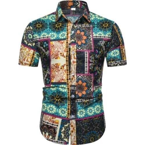 Men Hawaiian Short Sleeve Shirt Summer Floral Printed Beach Sea Shirt Mens Clothing Trend Male Casual Flower Shirts Size S-XXL