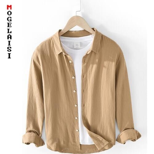 Men solid shirt spring long sleeve 100% cotton Soft shirts man tops high quality clothing chemise homme Asian size 1908