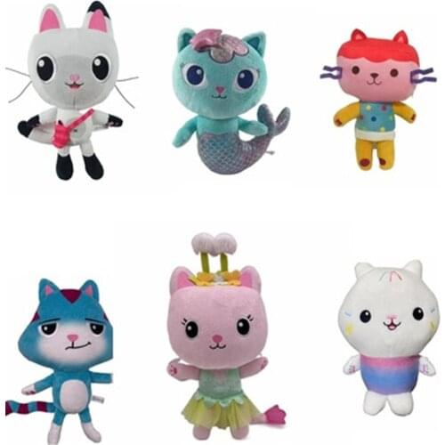 New Gabby Dollhouse Plush Toy Mercat Cartoon Stuffed Animals Mermaid Cat Mermaid Plushie Dolls Kids Birthday Gifts