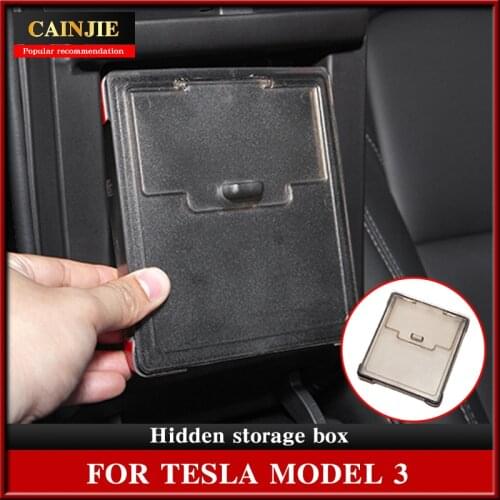 New Car Privacy Center Console Organizer Box For Tesla Model 3 2021 Accessories Armrest Cover Hidden Storage Box Model Y