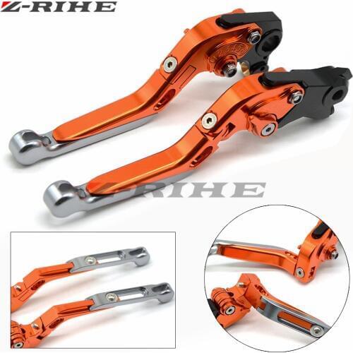 For rc390 logo Orange Motorcycle aluminum Adjustable Foldable Lengthening brake clutch levers for rc 390 2013 2014 2015 2016
