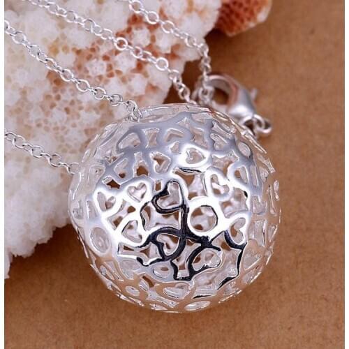 P009 Free Shipping silver plated Necklace, 925 fashion silver jewelry Three-dimensional ball /RMZHVZFP RMZHVZFP