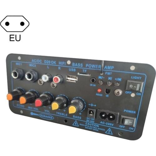 EU/US Digital Bluetooth Stereo Amplifier Board Subwoofer Dual Mic Karaoke Amplifiers Car Home Amplificador For 8-12 Inch Speaker