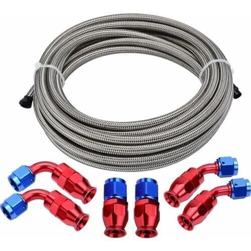 Braided Fuel Hose Line Kit Feed/Return Oil Fuel Hose with Hose Fitting Connector