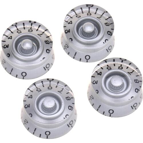 Musiclily Pro Left Handed Metric Size 18 Splines Guitar Speed Control Knobs for Epiphone Les Paul SG Style, Silver (Set of 4)