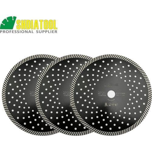 SHDIATOOL 3pcs 9"/230mm Diamond Hot Pressed Narrow Turbo Blade Fast Cutting Disc Aterial Ceramic Tile Granite Sawblade Wheel