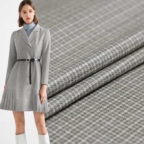 Pearlsilk Japanese Houndstooth Plaid Wollen 100%Wool Fabrics Garment Material Autumn Women Jacket Sewing Cloth Freeshipping