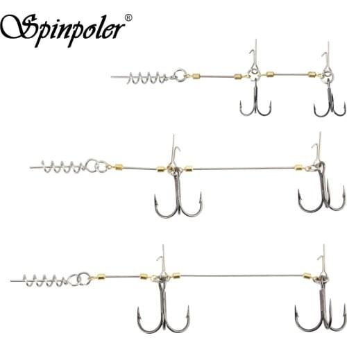 Spinpoler Stinger Hook Softbait Spiral Stingers for Soft Bait pike fishing Corkscrew shad hook Stinger Rig With Pike Center Pin