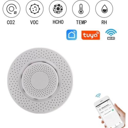 Tuya Wifi Smart Air Box Detection Formaldehyde VOC C0 Purifier Temperature Humidity Sensor Automatic Alarm Detector
