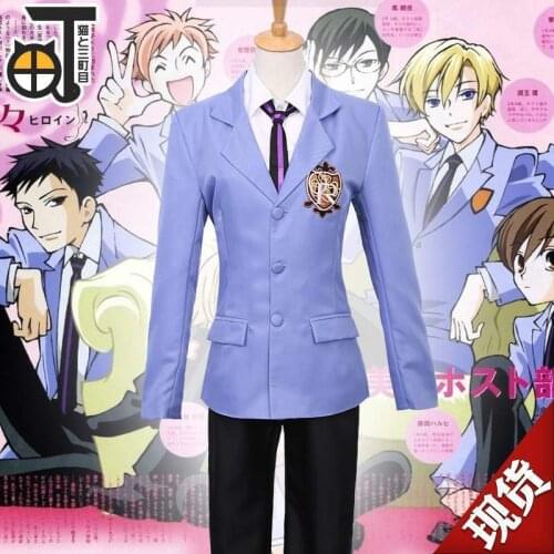 STOCK Anime Ouran High School Host Club Cosplay Costume Mens Suit School Uniform Halloween Party Sizes S-XL