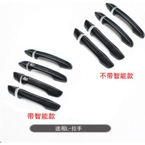 ABS Carbon fiber car Door handle Protective covering Cover Trim Door Handle Car styling for Volkswagen Tiguan L 2017-2019