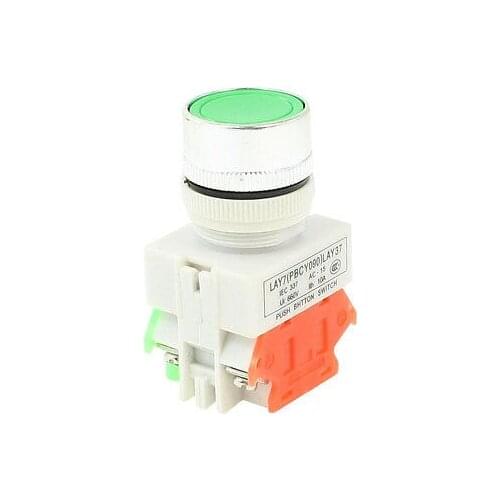 Green Momentary Push Button Switch 1NO 1NC DPST Ui 660V Ith 10A