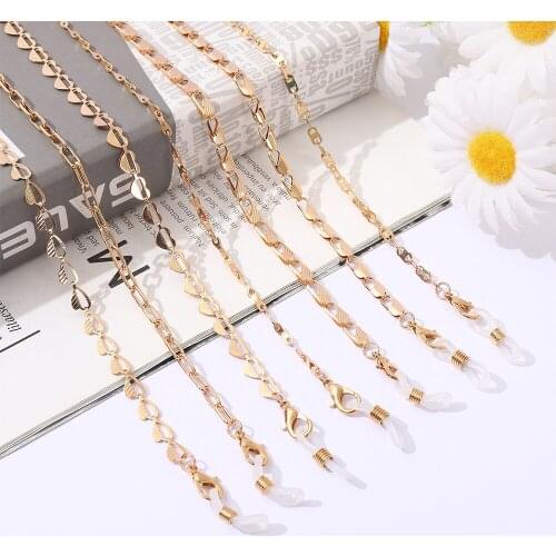 70cm Geometric Gold Glasses Chain for Women Metallic Sunglasses Mask Chains Anti-drop Lanyard Hang Neck Eyewear Accessories