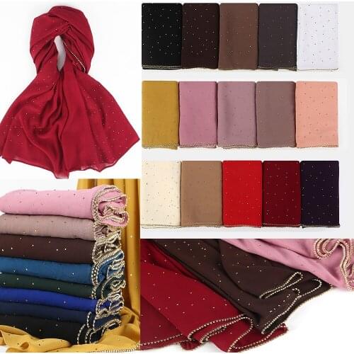 1 pc New Arrival plain bling bubble chiffon hijab scarf shimmer with crystal chain edged scarf muslim scarves hijabs