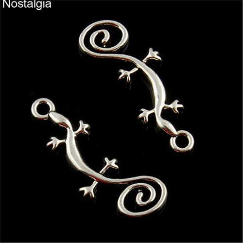 Nostalgia 10Pcs Gecko Charm Lizard Animal Jewelry Fit Kawaii Earrings Bracelet Necklace Making 11*29MM