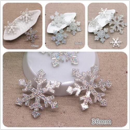 17mm/26mm/36mm Kawaii Resin Glitter AB Snowflake Flatback Cabochon DIY Hair Bow Center Scrapbooking Craft