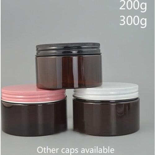 200g 300g Empty Brown Plastic Jar Cosmetic Container 7oz 10oz Cream Body Lotion Storage Coffee Candy Tea Storage Bottles 10pcs