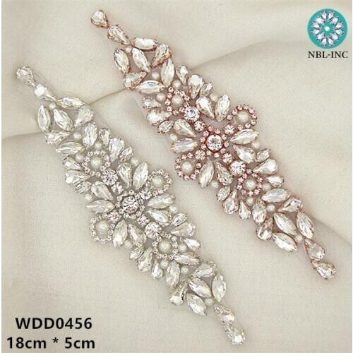 30pcs)Wholesale bridal wedding beaded sewing silver crystal rhinestone applique for dresses DIY iron on WDD0456