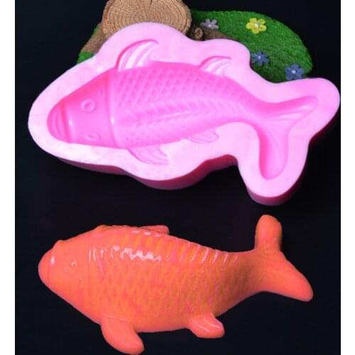 Silicone Fondant Cake Molds 3D Goldfish Mold Carp Moulds Soap Mold Fish Chocolate Mould for Cake Decorations Aroma Stone Molds
