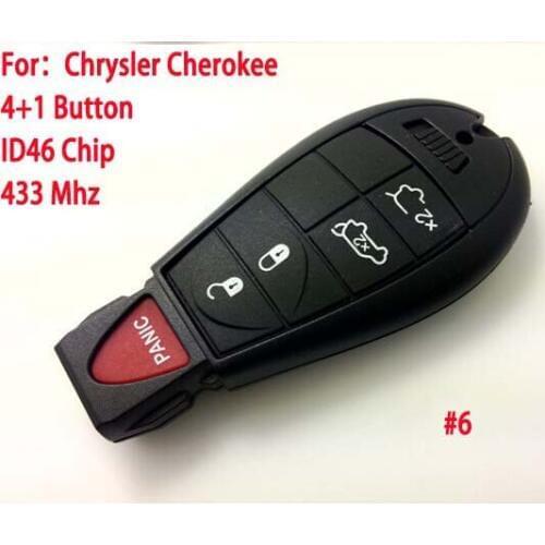 4+1 Buttons Smart Remote Key For Chrysler Cherokee With ID46 Chip 433Mhz Car Alarm Keyless Entry Fob