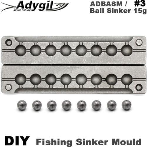 Adygil DIY Fishing Ball Sinker Mould ADBASM/#3 Ball Sinker 15g 8 Cavities