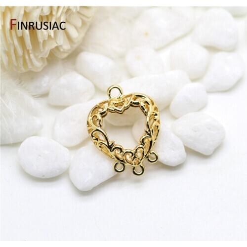 Jewelry Making Supplies 14K Gold Plated Heart-shaped Earring Connectors Accessories Handmade Earring Material