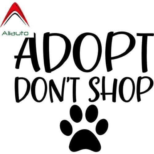 Aliauto Cartoon Car Sticker Adopt Don't Shop Rescue Dog Waterproof Vinyl Decal for VW Beetle Tucson Megane 2 Renault,14cm*12cm
