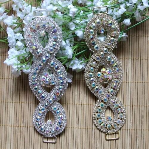 Free Shipping Wholesale 2pcs/lot 6'' Rhinestone Connector Apparel Buckle Bridal Bikini Connector Headband Connector LSRC021