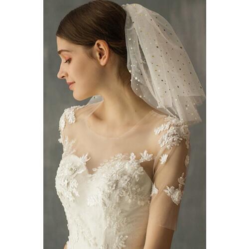 Bridal veil stars sequins short wedding veil multi-layer self-made hair comb wedding dress accessories