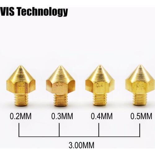 3D printer nozzle 0.2/0.3/0.4/0.5mm Extrusion Head Hotend nozzle For 3.0mm Filament Ultimaker/Makerbot